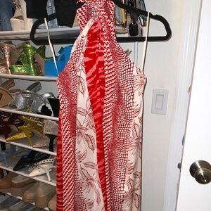 Vintage Satin Multi Faceted Neck Tie Dress